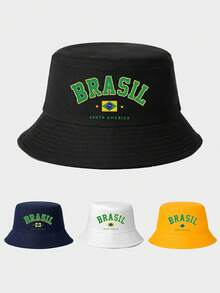 1 chiếc mũ chống nắng ngoài trời mùa xuân/hè, mũ du lịch chống tia UV dành cho nữ, in hình quốc kỳ Brazil năm 1938, mũ tai bèo unisex kiểu Y2K - in - Xem 8