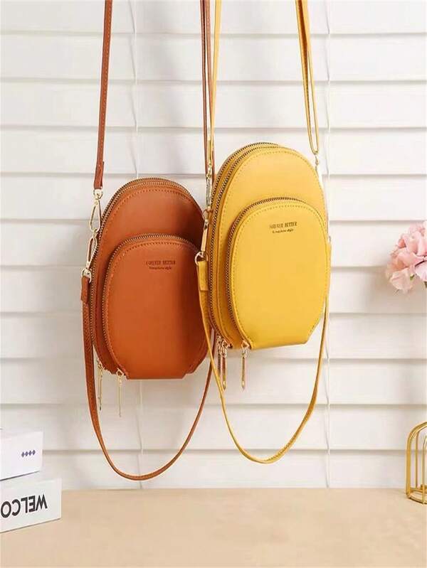 Bolsa feminina tiracolo transversal porta celular com 3 divisórias