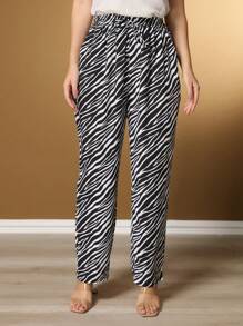 Belala Moda New Pants With Elastane And With Pocket - Đen và trắng - Xem 3