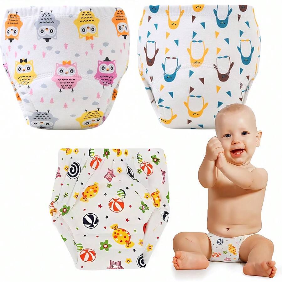 2pcs/Set Baby Potty Training Pants Reusable Cloth Diapers Breathable Summer Underwear Baby Shower Family Decorations Gifts - Multicolor - View 1