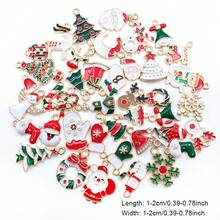20/30/50 件混合珐琅圣诞饰品雪人雪花圣诞树圣诞老人镀金吊坠适用于 DIY 珠宝工艺制作配件圣诞装饰用品 - 彩色 - 查看 7