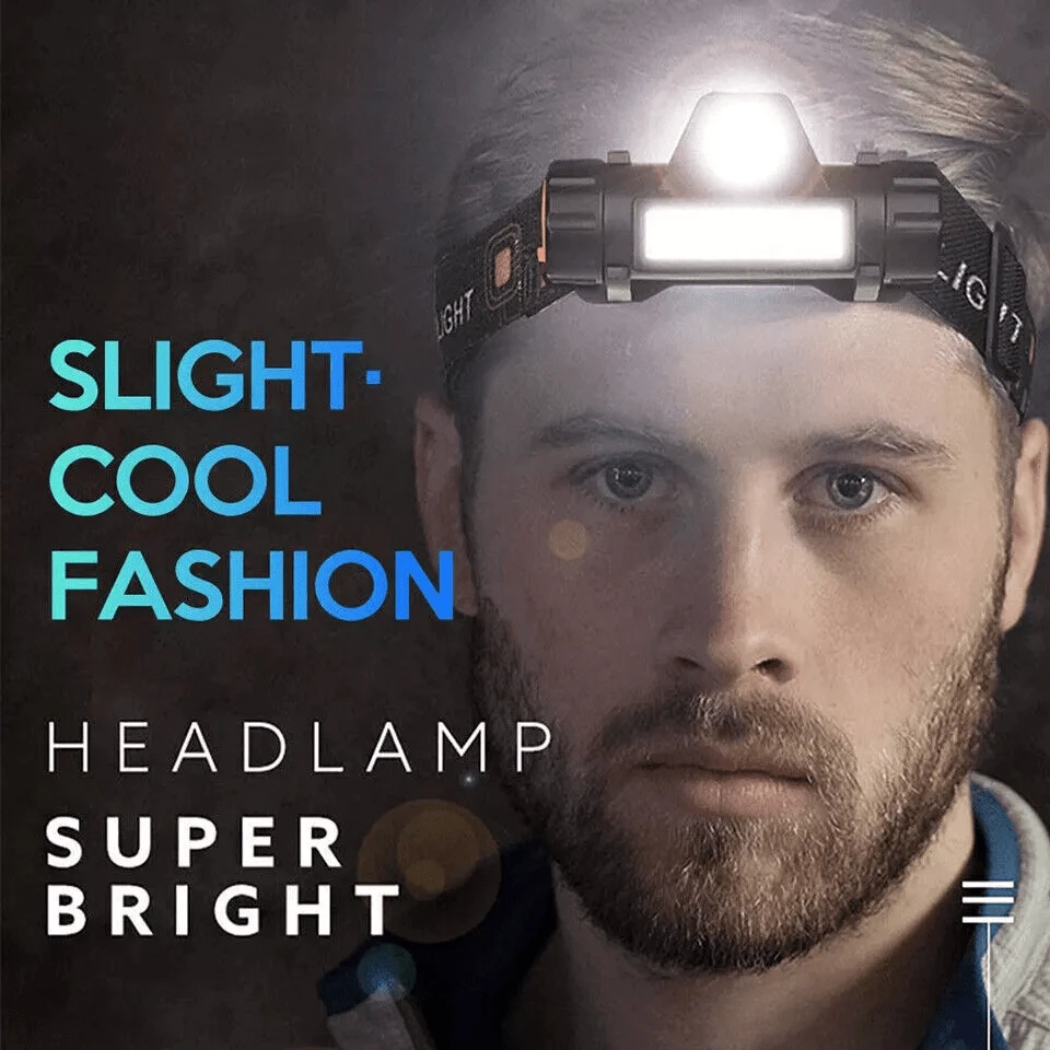 New Super Bright USB Rechargeable Headlamp Waterproof LED Head Torch Headlight - Black - View 1