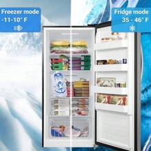 SMAD 17 Cu.Ft Upright Freezer, Stand Up Freezer Frost Free, Convertible Freezer/Refrigerator, Garage Vertical Freezer With Single Door, Quick Freeze, Stainless Steel - 查看 3