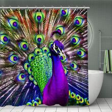 4pcs Peacock Shower Curtain Sets, A Peacock Apreads Its Veil Bathroom Shower Curtain, Peacock Feather Bath Mat, Toilet Lid Rug, Non-Slip U Shape Mat, Waterproof Bathroom Partition Curtain, Home Decor Accessories, Room Peacock Decor, Bathroom Decor Sets With 12 C Type Shower Curtain Hooks, 70.8" X 70.8" Fall Decor Bathroom Accessories Back To School - Multicolor - View 2