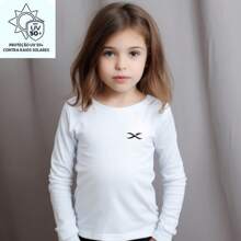 Thermal Second Skin Shirt Youth Blouse Up To 16 Years Old Women's Children's UV+50 Sun Protection - trắng - Xem 1