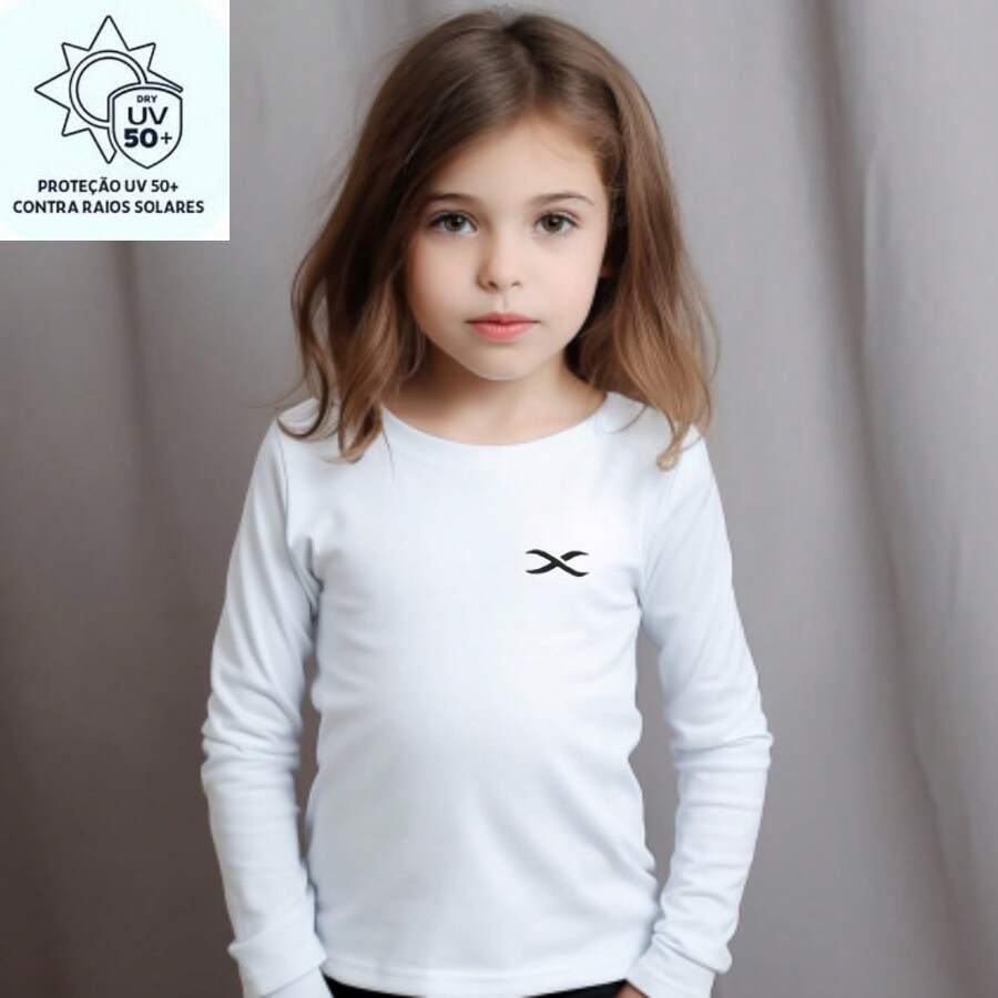 Thermal Second Skin Shirt Youth Blouse Up To 16 Years Old Women's Children's UV+50 Sun Protection - trắng - Xem 1