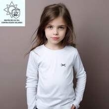 Thermal Second Skin Shirt Youth Blouse Up To 16 Years Old Women's Children's UV+50 Sun Protection - trắng - Xem 3