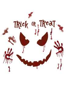 1pc Halloween Toilet Seat Decal Sticker, Holiday Hand Print Wall Decals For Bathroom Decoration, Horror Atmosphere Decor - Multicolor - View 5