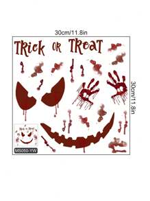 1pc Halloween Toilet Seat Decal Sticker, Holiday Hand Print Wall Decals For Bathroom Decoration, Horror Atmosphere Decor - Multicolor - View 6