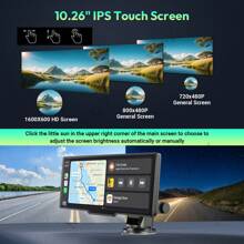 XGODY 4K Dash Camera 10.26" Car DVR Camera Wireless Apple CarPlay Android Auto - Black - View 6