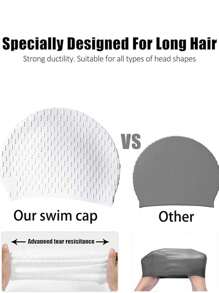 1pc/2pcs Silicone Swimming Cap, Comfortable Bathing Cap Suitable For Curly Short/Medium/Long Hair, Unisex Swimming Cap, Keeps Hair Style For Beach Essential, Beach Accessories, Pool Float - Multicolor - View 6