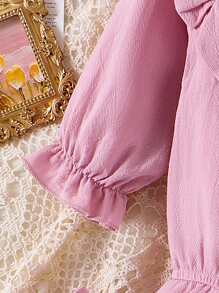 Infant Girls' Cute Ruffle Trim Long Sleeve Romper, Socks & Bow Accent, Spring/Fall - Baby Pink - View 7