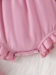 Infant Girls' Cute Ruffle Trim Long Sleeve Romper, Socks & Bow Accent, Spring/Fall - Baby Pink - View 4