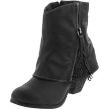 Women's Lace Detail Faux Zipper Pull On Layed Ankle Bootie - 灰色的 - 查看 2
