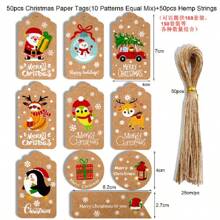 1pc 50 Thread Christmas Kraft Paper Gift Label - Perfect For DIY Handicrafts, Unique And Cute Holiday Decoration Gift Packaging Accessories,Christmas - Multicolor - View 10