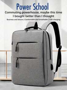 男士商务通勤背包，大容量 15.6 英寸笔记本电脑隔层，多个口袋和外部 USB 充电端口，适合旅行、办公或日常使用，教师圣诞尖叫包侧包书包露营夏季返校沙滩包笔记本电脑包运动生活包徒步旅行包周末包背包旅行必备大包