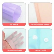 10 Transparent File Bags, Morandi Colored Plastic Wallet A4 Waterproof Plastic Folder With Buttons, Plastic Wallet Folder For Storing Documents, Suitable For Office School - Multicolor - View 4