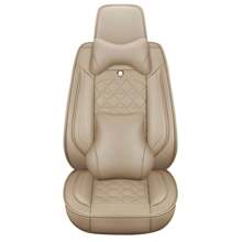Universal Faux Leather Car 5 Seat Covers Full Set Protector For SUV Sedan Truck, C0103 - Màu be - Xem 2