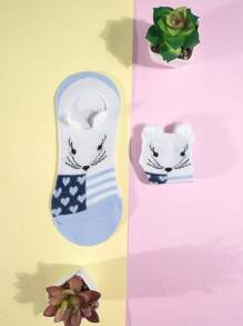 12 Pairs Of Invisible Socks With Ears For Women. Thin, Breathable And Super Comfortable With Different Designs In Each Package. - Multicolor - View 6