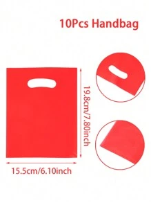 10 件纯色塑料手提袋，带手柄，礼品袋，礼品包装袋，生日派对婚礼节日派对用品，派对礼品，派对装饰品，圣诞节 - 彩色 - 查看 17