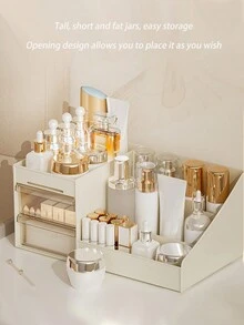 Desktop Drawer Style Makeup Organizer Box, Multi-Functional Vanity Organizer For Bathroom, Cosmetics, Skincare, Lipsticks, Perfume, Jewelry, Large Capacity Compartment Makeup Storage - Multicolor - View 2