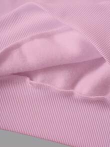 Plus Size Women Cherry Pattern Printed Crew Neck Sweatshirt - Pink - View 5