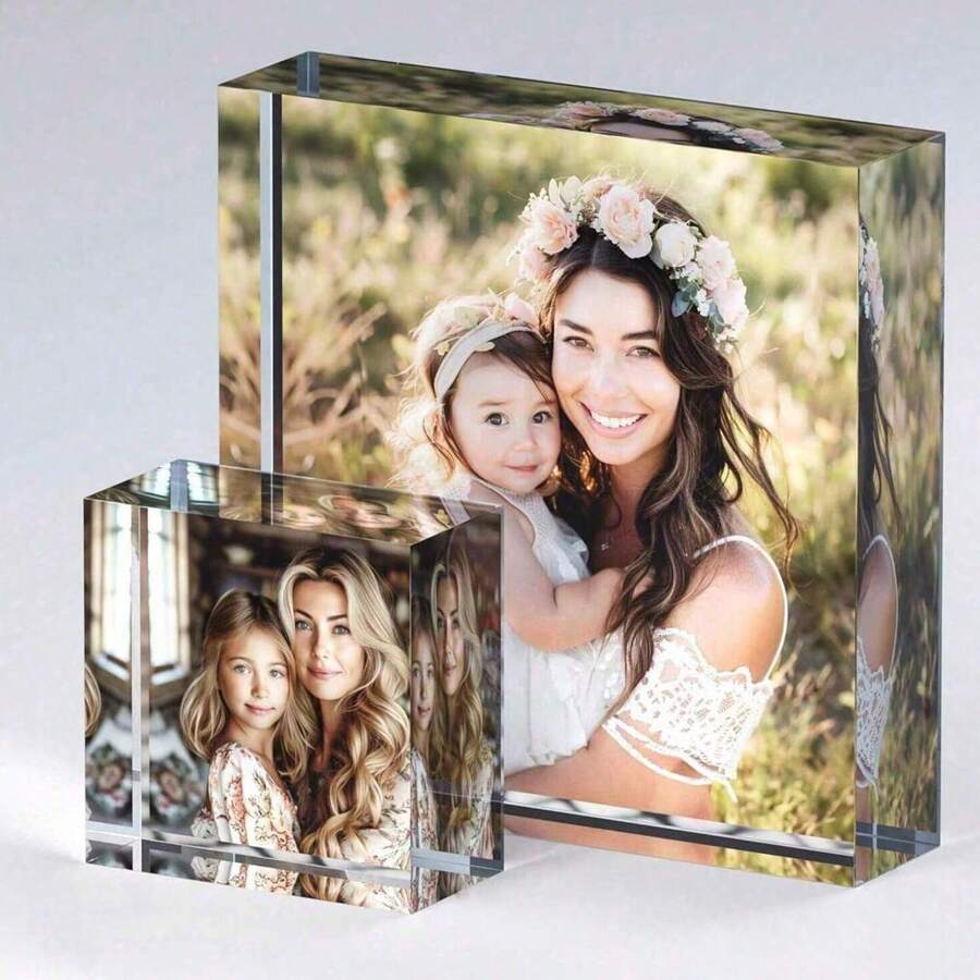 3D Acrylic Customized Photo Gift, Customized UV Photo Printed Cube, Gift For Family And Friends, Can Print Your Own Photos, Suitable For Weddings, Valentine's Day, Birthdays, Graduations, And Autumn Decor To Create A Warm Atmosphere, Personalized Keepsake