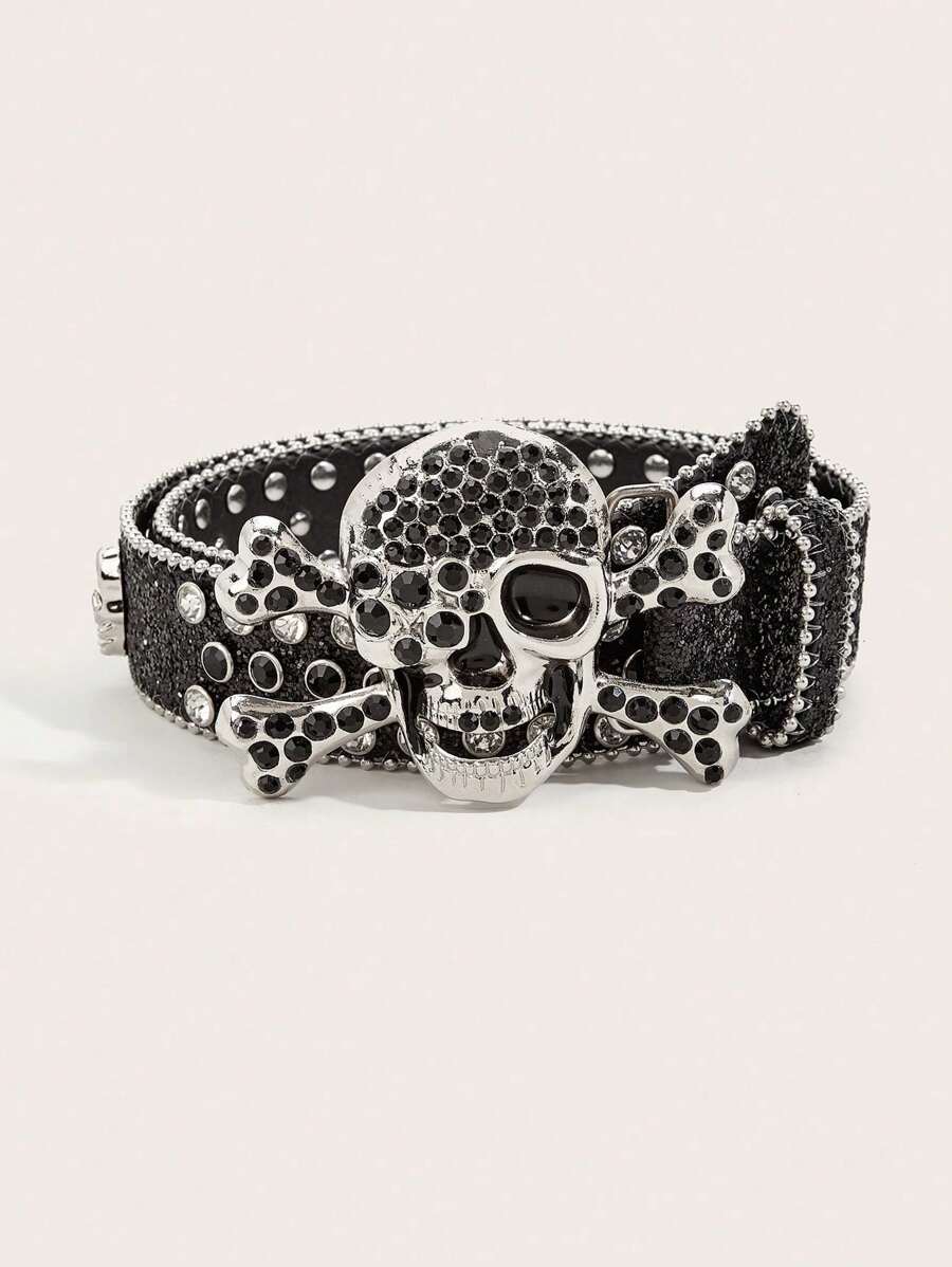 1 件男士重型铆钉骷髅扣，适用于裤子腰带、万圣节派对、日常休闲、商务、男朋友、丈夫、父亲、爸爸男士礼物、日常穿着、时尚、青少年、户外、度假、运动、旅行、街头、波西米亚风、复古秋季、秋季、万圣节秋冬配饰，适合青少年、青年、男士、休闲、户外、运动、度假、毕业礼物、生日、日常穿着