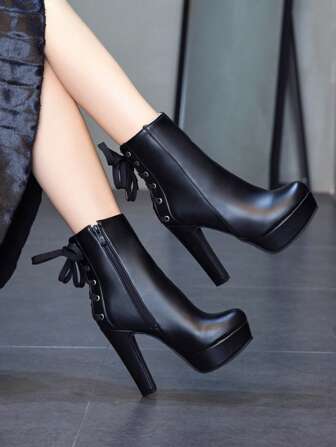 Bottes courtes à talons hauts de 12 cm, plateforme rétro, imperméables, pour femmes, mode et sexy, à porter avec un cardigan, polyvalentes