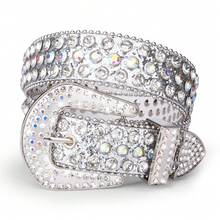 rongkepolo Thắt lưng trang trí đá Rhinestone, thắt lưng phong cách Y2K, thắt lưng BB Unisex, thắt lưng cao bồi miền Tây sang trọng cho nam và nữ, phù hợp cho thời trang thường ngày, tiệc tùng và lấp lánh cá nhân hóa - Bạc - Xem 6