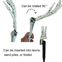 1pc Cọc sân tay hình bộ xương thật dùng để trang trí Halloween, Đạo cụ tiệc Halloween - trắng - Xem 6