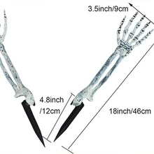 1pc Cọc sân tay hình bộ xương thật dùng để trang trí Halloween, Đạo cụ tiệc Halloween - trắng - Xem 5