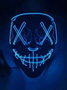 Halloween Party Mask, Glow-In-The-Dark Scary Face Design Party Mask, For Costume Role Play, Battery Not Included (Requires AAA Batteries) - Multicolor - View 11