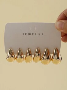3 paires Ensemble de boucles d'oreilles à la mode de style européen et américain en forme de C et en forme de goutte d'eau, convient pour un port quotidien pour femmes