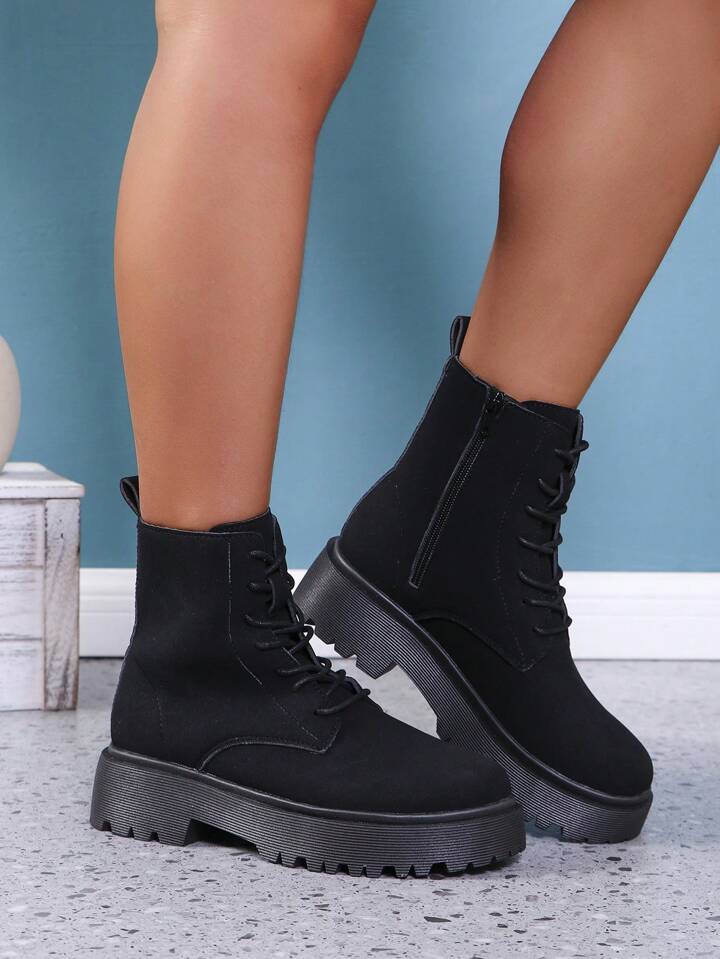 Autumn Winter New Boots Women British Style Suede Ankle Boots Mid Heel Flat Casual Outdoor Sports Shoes For Women
