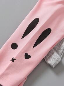3pcs/Set Girls Basic Rabbit Print Leggings, Stylish & Minimalist, Suitable For All Seasons - Multicolor - View 8