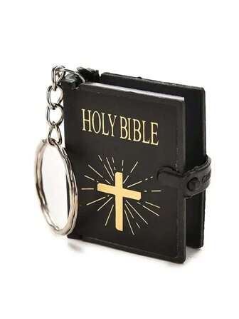 1pc Popular English HOLY BIBLE Christian Jesus Mini Bible Keychain Non-Reading Material Casual Gift Souvenir Car Accessories Bag Charm School