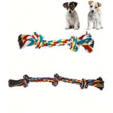 1pc Pet Dog Toy Teething Braided Rope Multi-Color Braided Double-Head Rope Chew Toy, And The Dog Interactive Tug-Of-War Boredom - Multicolor - View 4