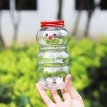 Botellas de jugo de Navidad, tarros con forma de muñeco de nieve Botellas de agua reutilizables de plástico, jarras de caramelos, botellas de leche, recipientes transparentes para hacer jugo, beber Botellas vacías con mini bufandas para fiestas de Navidad, leche, té, bebidas 500ml Decoraciones de Navidad, Regalos de Navidad, Papel de regalo de Navidad, Artículos para fiestas de Navidad, Bolsas de regalo de Navidad, Etiquetas de Navidad - Multicolor - Ver 3