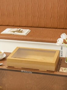 1/2/3pcs Rectangular Kraft Paper Boxes With Lids And Clear Windows, Multipurpose For Storing And Packaging Cakes, Fried Chicken, Pizza, Sandwiches, Fruits, Suitable For Picnics, Camping, Outdoor Activities, Parties, Birthdays, Pizza Shops, Fried Chicken Shops, Etc. - Brown - View 3