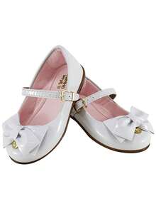 Children's Shoes Girl Flower Girl Baptism Wedding Flats Bow Comfortable Non-Slip - 白色 - 查看 2