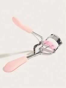 1 件粉色不锈钢睫毛夹带硅胶垫，专业美容工具，5 秒轻松卷曲睫毛，便携