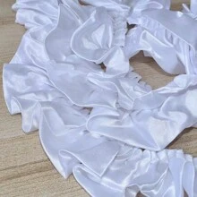 Glass Satin Ruffle Trim Supplies, Glossy Dress Skirt Pleat, Dress Cuff Garment Fabric,  Frill Trim, Sofa Pillow, Pet Apparel, Floral Decor - Multicolor - View 5