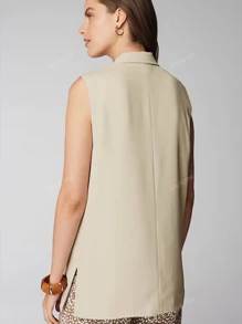 Women's Solid Color Lapel Single-Breasted Casual/Commuter Vest/Jacket, Spring/Autumn