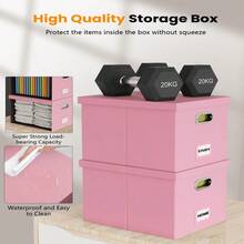 Caja organizadora de archivos, caja de archivos con tapa, caja de archivos para carpetas de archivo tamaño carta/legal, caja de archivos colgantes portátil para oficina/decoración/hogar, 1 paquete, solo caja negra - Rosa (cuero) - Ver 4