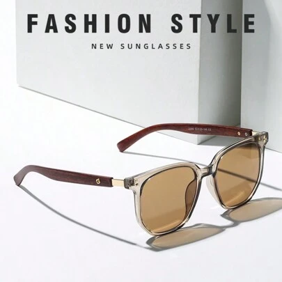 1 件/2 件/5 件复古木腿方框圆脸时尚男士眼镜，时尚百搭女士时尚眼镜，派对、日常穿着、旅行和度假的时尚配饰