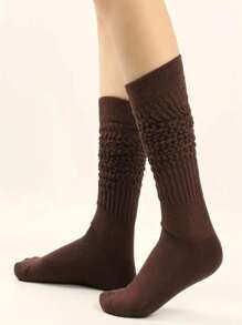 6pairs Solid Color Casual Socks, Simple & Warm Daily Wear Socks, Women's Sports Socks - Multicolor - View 4