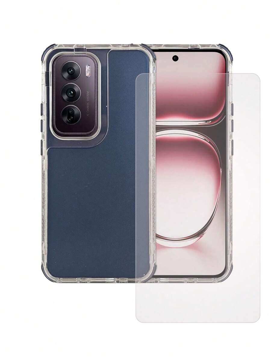 360 3 In 1 Heavy Duty Metal Color Case For Oppo Reno 12 5g Rainbow + Hydrogel Mica - 藏蓝色 - 查看 1