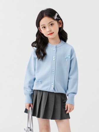 zosee 5-15 Degree Young Girl Knit Cardigan Sweater Jacket, Children Autumn Wear 2023 New Fashion Soft Warm Outerwear