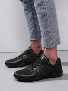 Lightweight & Breathable Dance Sneakers For Teens, Comfortable Soft Sole Indoor All Match Casual Dancing Shoes For Teenagers - Black - View 1